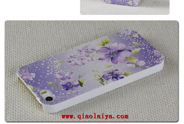Coque iPhone 5/5s belles fleurs étui de téléphone peint gaufré mat housse de protection