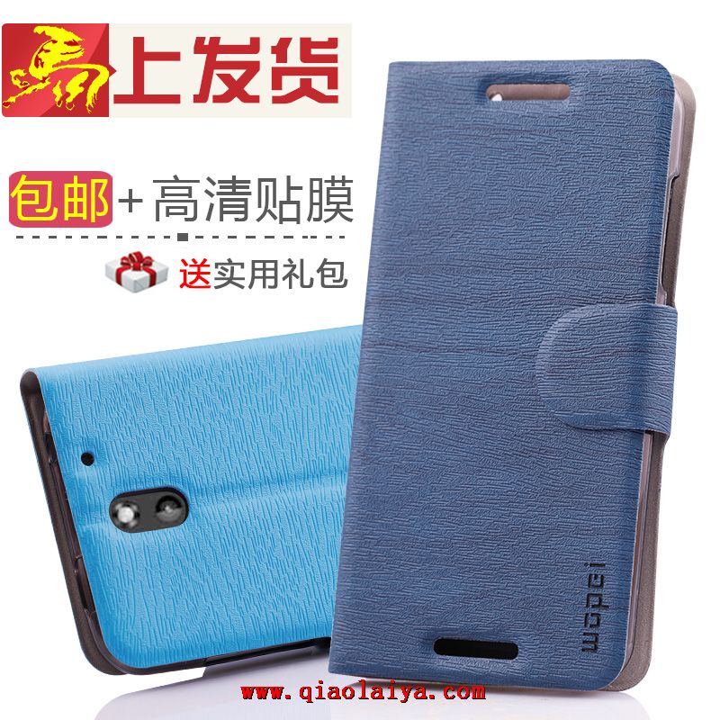 HTC Desire 610 élégant en cuir bleu housse de portable