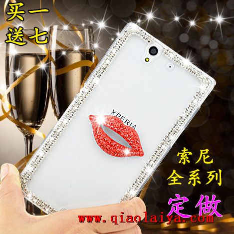 Sony Xperia L36H Z1 cas de téléphone portable de diamant S39H baiser d'amour coque de protection