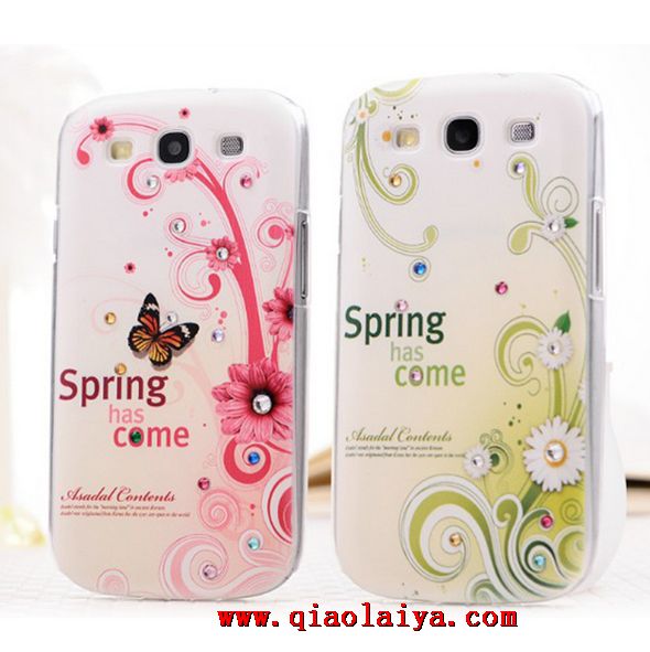 coque mobile Samsung I9300 fleur papillon Galaxy S3 illustrateur peint couvercle transparent de protection des frontières