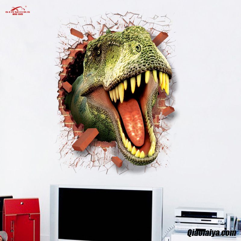 Créatif 3d Nouveau Dinosaure Autocollants Ambre Décorations Murales