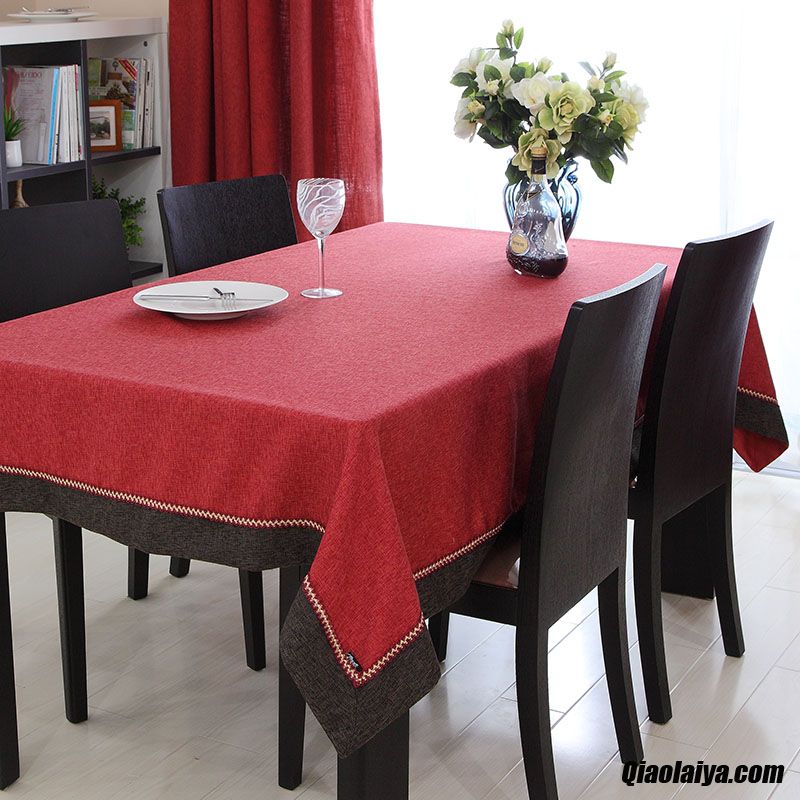 Rouge Style Chinois Tissu Réunion Table De Thé Saphir Textile De Maison