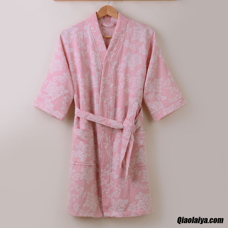 Textile De Maison Femme Gaze Mince Pyjamas Printemps Cyan Pas Cher