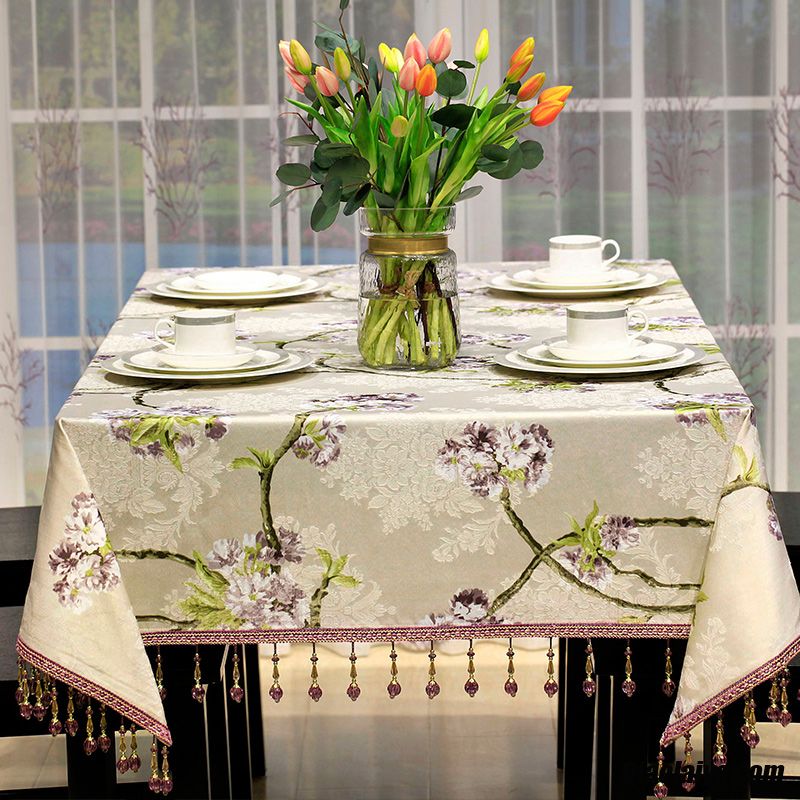 Textile De Maison Lin Rural Style Moderne Nappe De Table Darkviolet Pas Cher