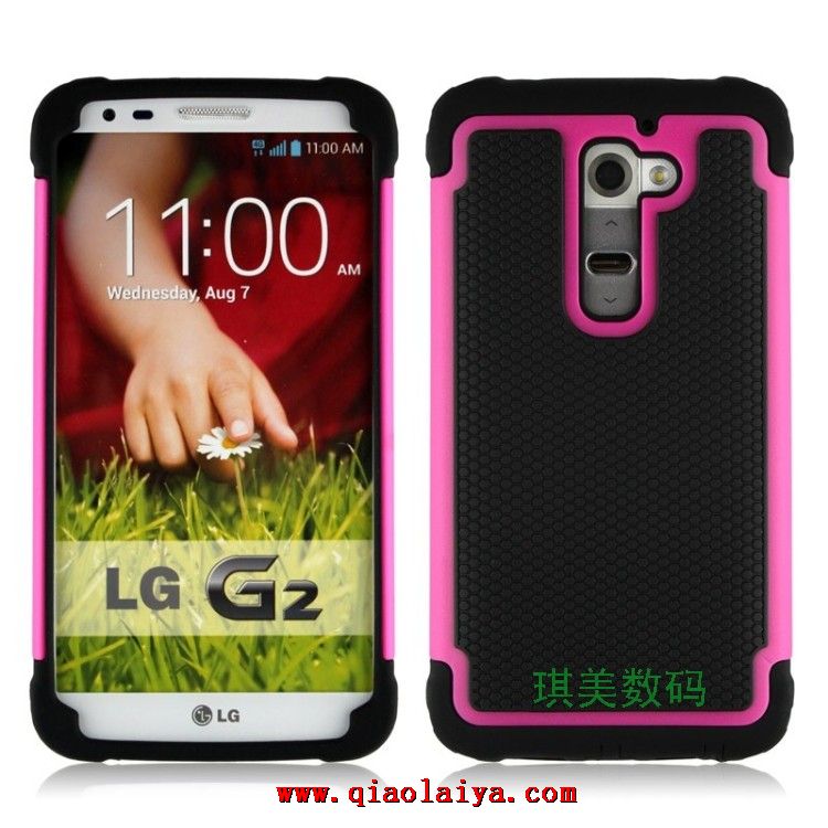 LG G2 Noir Housse en silicone rose coque pas cher