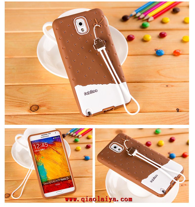 Ensembles de Housse en Silicone manchon de protection Samsung Galaxy Note 3 de SM-N9005 N7505 coque bicolore crème glacée