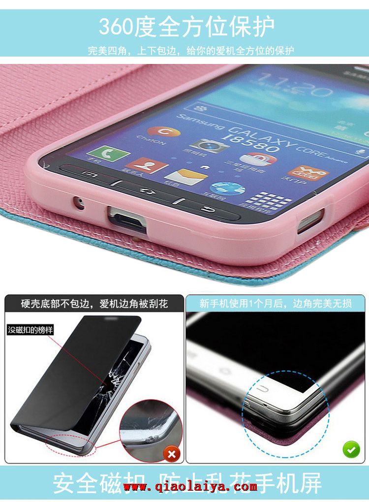 Galaxy Core Advance housse de Rhinestone Samsung GT-I8580 téléphone portable coque roses blanches décorées