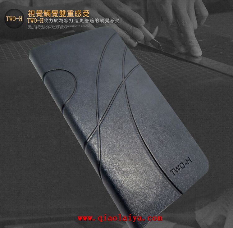 HTC Desire 300 à clapet mince coque en cuir 301E cire d'huile étui