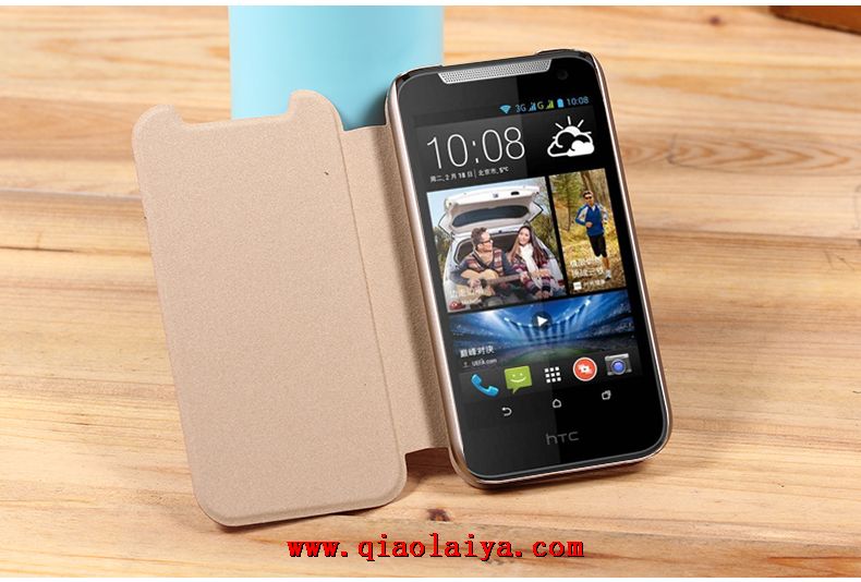 HTC Desire 310 clapet mince Coqe Mobile de protection Étui en cuir rouge