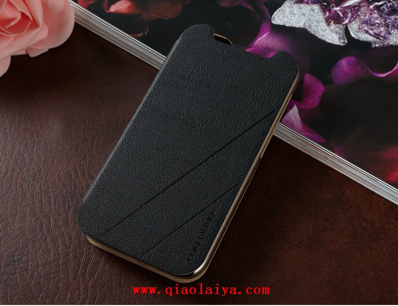 HTC Desire 310 haute qualité en cuir Coque Silicone noir cuir rouge