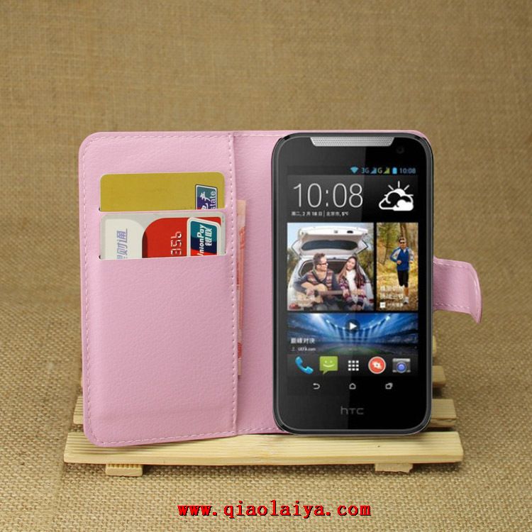 HTC Desire 310 téléphone à clapet coque support de gaine de protection D310W cuir rouge cas de téléphone portable