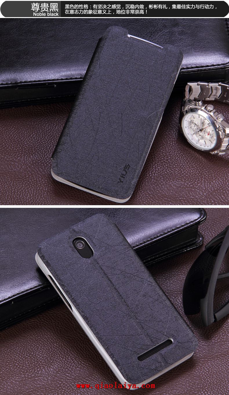 HTC Desire 500 pièces d'or noir et rouge étui en cuir personnalisé