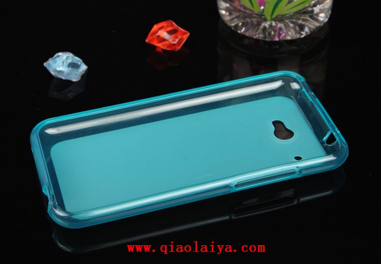 HTC Desire 601 manchon de silicone transparent bleu rose coque