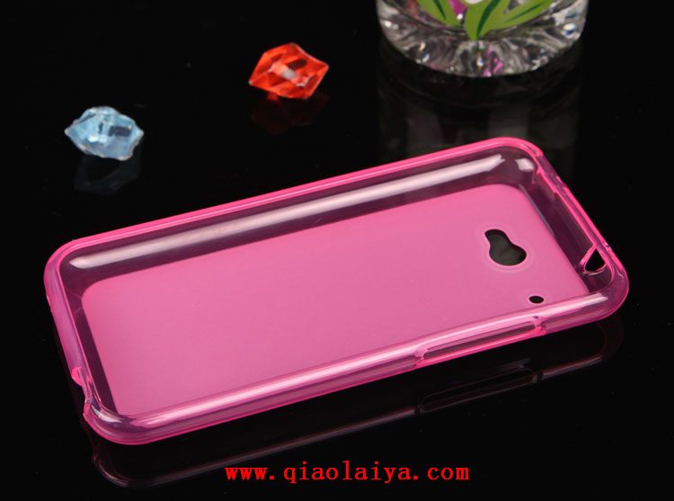 HTC Desire 601 manchon de silicone transparent bleu rose coque