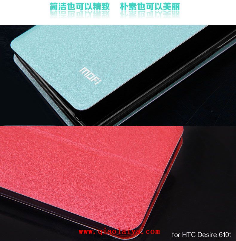 HTC Desire 610 soie chocolat portable coque portable ensembles cuir rose
