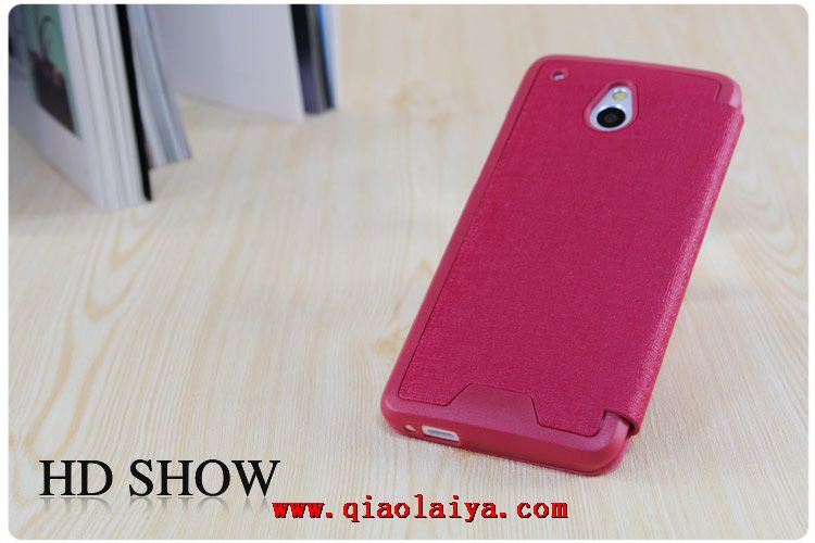 HTC ONE M7 Mini charme étui en cuir rouge portable personnalisé coque de protection