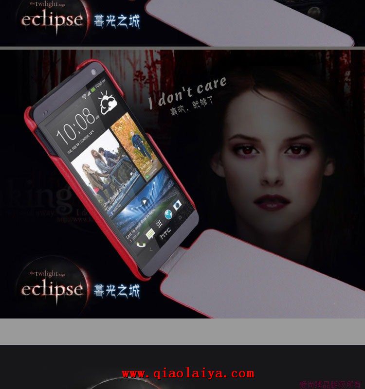 HTC ONE M7 mince en cuir rouge étui portable coque de protection