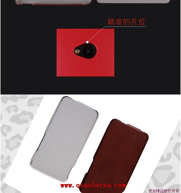 HTC ONE M7 mince en cuir rouge étui portable coque de protection