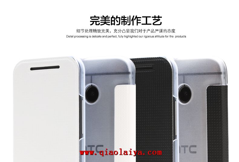 HTC ONE M8 Mini ultra-mince transparente téléphone de coque de manchon de protection Flip étui en cuir
