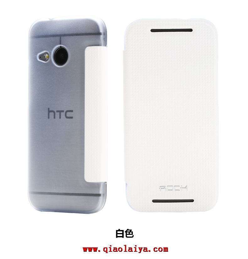 HTC ONE M8 Mini ultra-mince transparente téléphone de coque de manchon de protection Flip étui en cuir