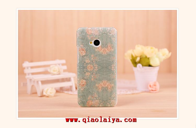 HTC One M7 Floral portable peint coque Protection Chine beau ensembles