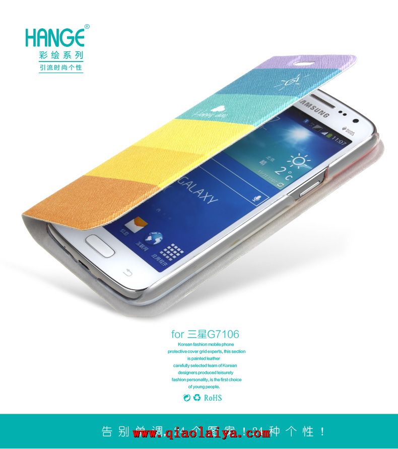 I7105 en cuir téléphonie mobile coque Samsung Galaxy 2 grands personnalisé Cuir SM-G7108 housse de protection