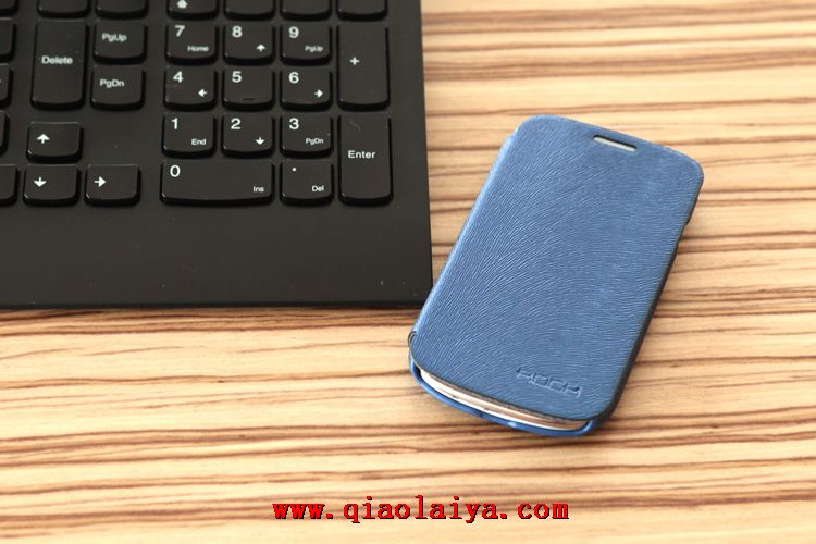 Samsung Galaxy I8190 S3 Mini bleu de protection étui de téléphone de coque de douille Renversement en cuir rose