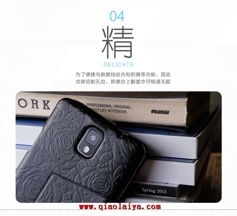 Samsung Galaxy Note 3 Rose N900F téléphone à clapet coque protection en cuir support d'étui