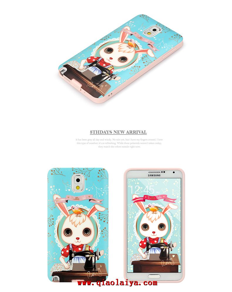 Samsung Galaxy Note 3 animaux mignons coque du mobile SM-N9005 lapin étui protecteur