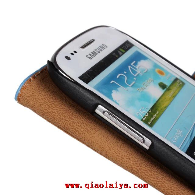 Samsung Galaxy S3 Mini coquille de téléphone portable téléphone portable i8190 rose blanc d'étui en cuir noir