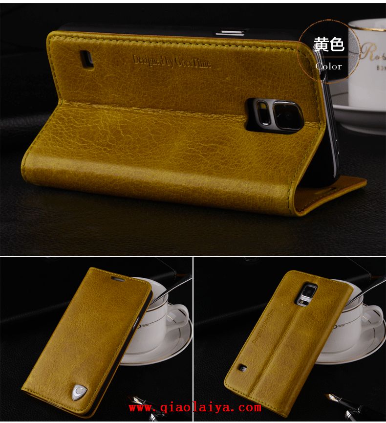 Samsung Galaxy S5 téléphone portable coque de protection S5 manches étui en cuir véritable