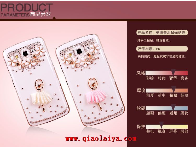 Samsung I7105 portable coque transparente Cristal de diamant GALAXY GRAND 2 étui de protection