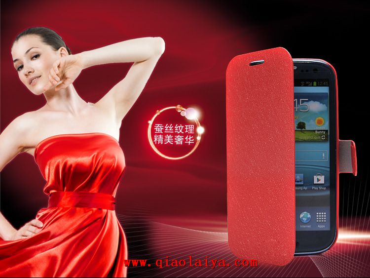 Samsung i9300 téléphone mobile coque rose couverture galaxie s3 étui de soie