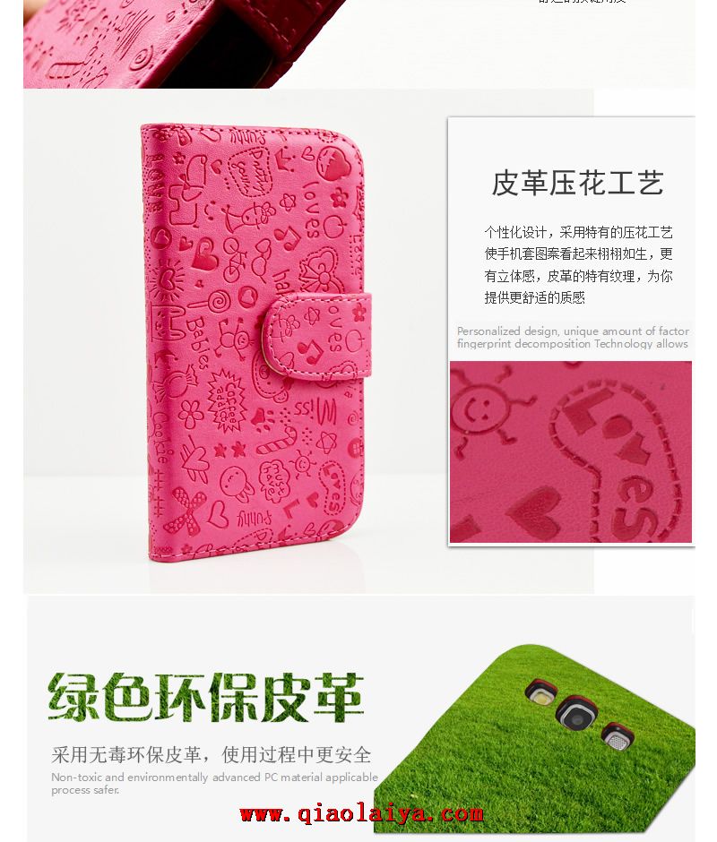 Samsung i9300 téléphone mobile coque rose couverture galaxie s3 étui de soie