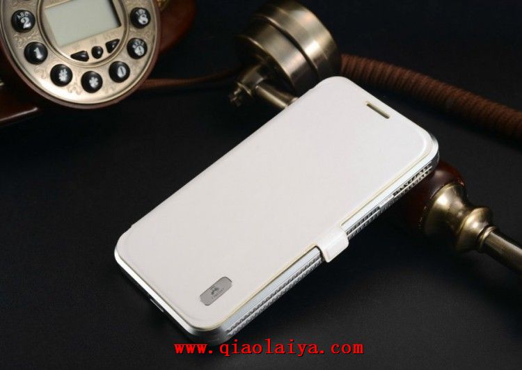 Samsung i9500 Galaxy S4 cuir métallisé manchon de protection châssis mince d'aluminium métallique en cuir véritable