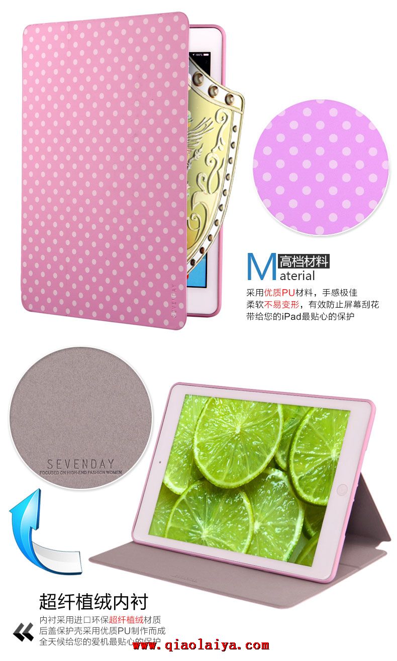 Support Polka Dot Case Flip iPad Air pleine protection en silicone coque bordure