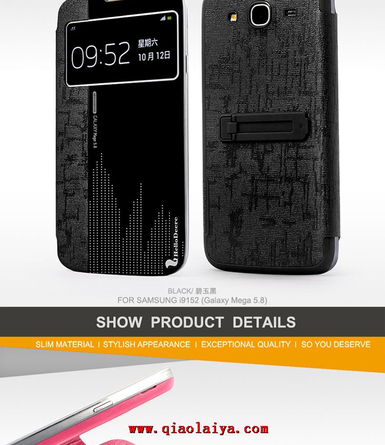 Transparent Samsung GT-I9150 HD portable ensembles cuir Galaxy Mega 5.8 rose rouge coque de miroir en perspective