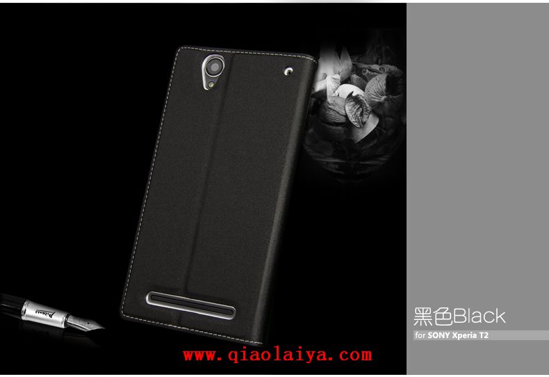 Xperia T2 Ultra téléphone rouge coque de protection attrayant Sony XM50h élégant étui de téléphone noir