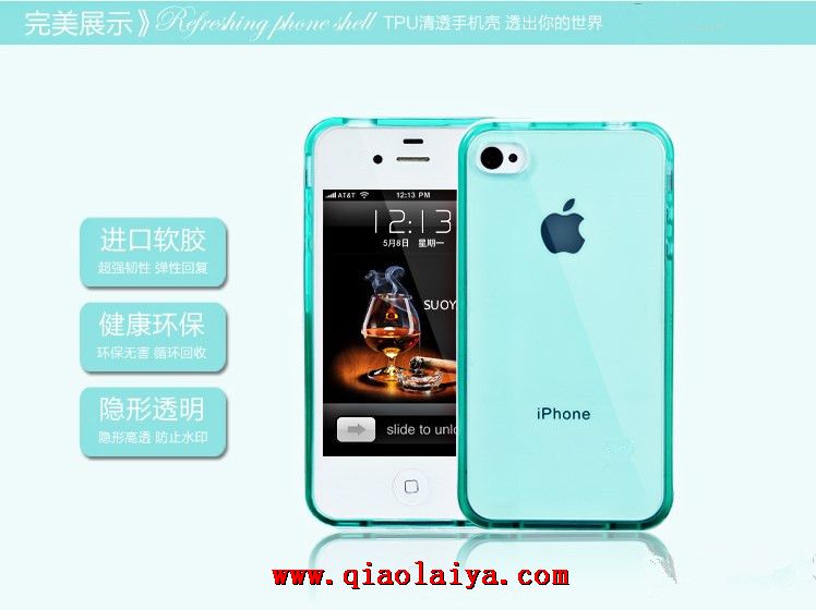 iPhone 4s téléphone rose coque en silicone téléphonie mobile ensembles prévention des chutes