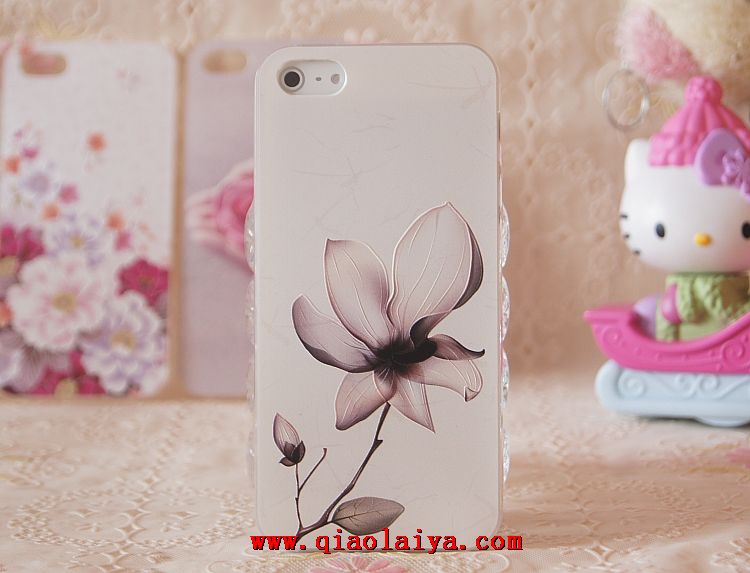 iPhone 5S fleurs coque téléphone portable relief silicone housse de protection