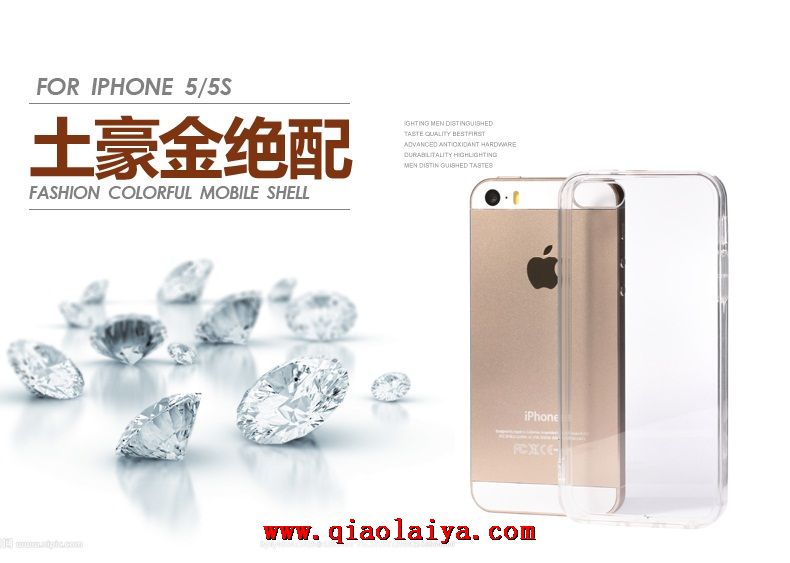 iPhone4S 5/5s téléphone coque transparente silicone manchon de protection