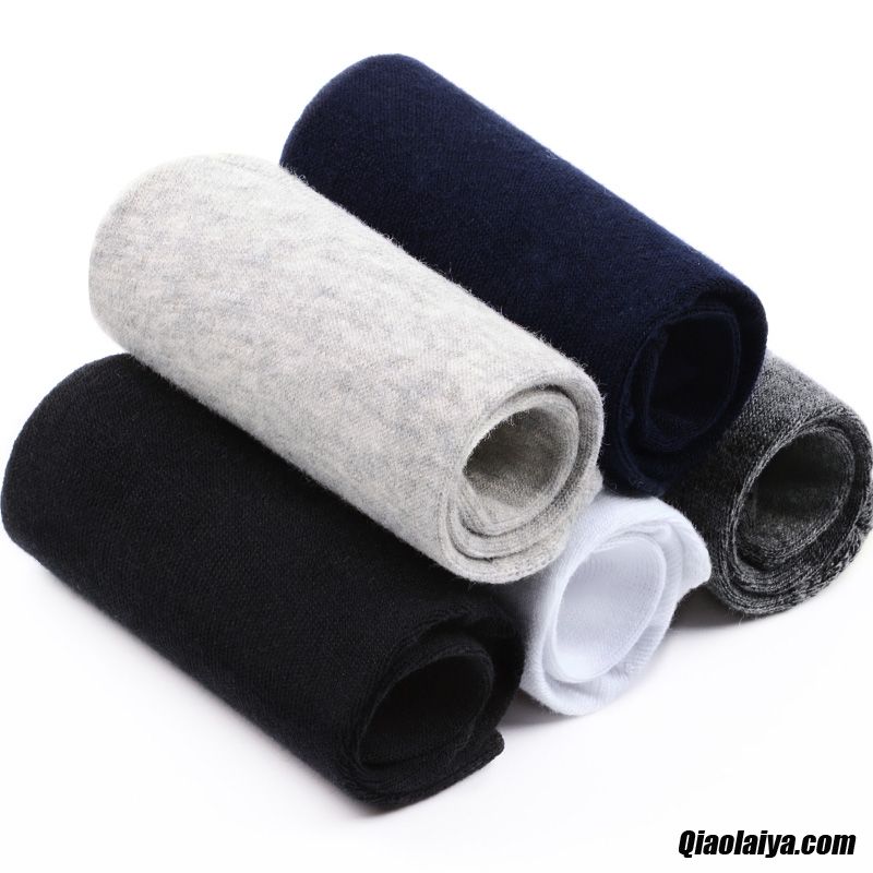 Chaussettes En Coton Hommes Noir Anti-odeur Coton Lavande Soldes - 6 Paires