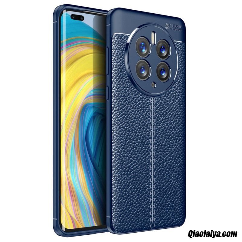 Coque Huawei Mate 50 Pro Effet Cuir Litchi Double Line