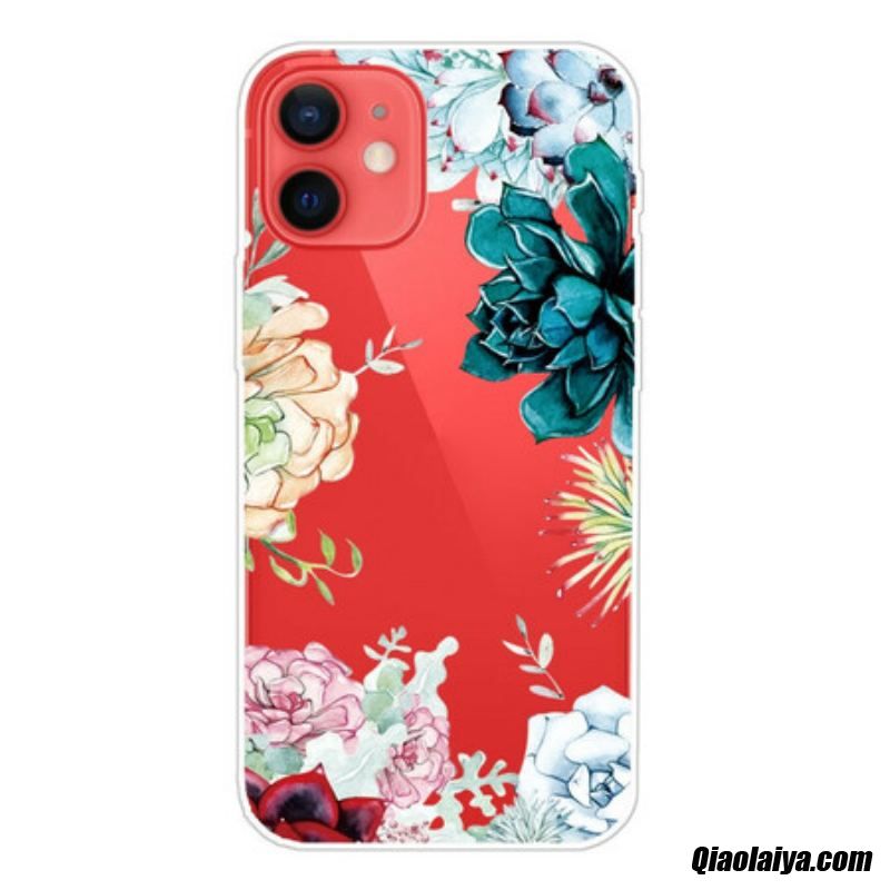 Coque Iphone 13 Mini Fleurs Aquarelle