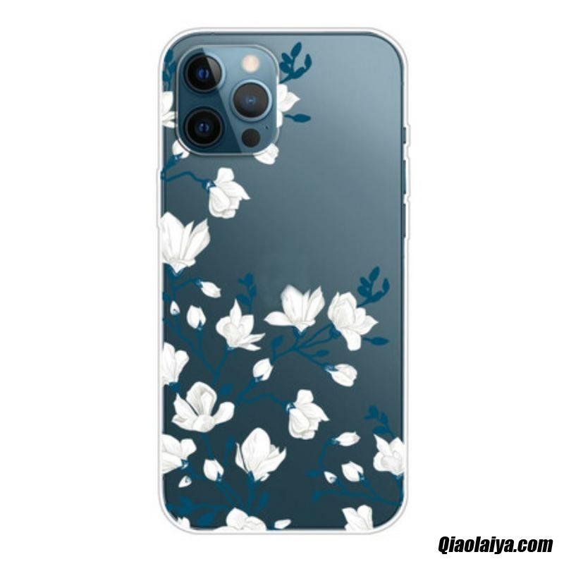 Coque Iphone 13 Pro Fleurs Blanches