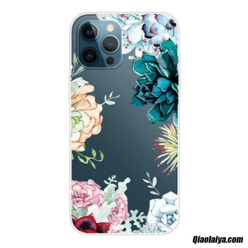 Coque Iphone 13 Pro Top Fleurs Aquarelle