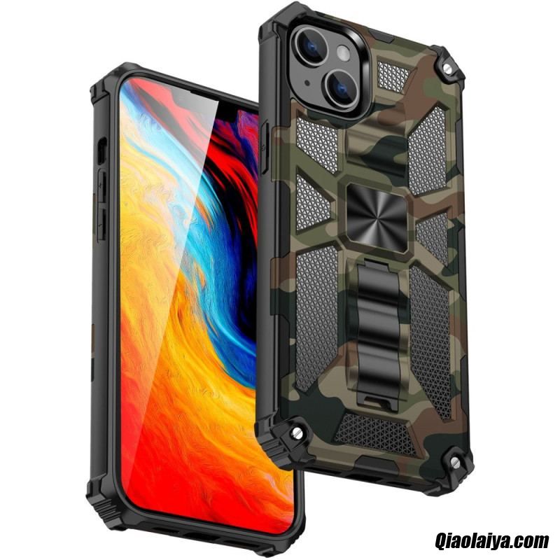 Coque Iphone 14 Camouflage Support Amovible