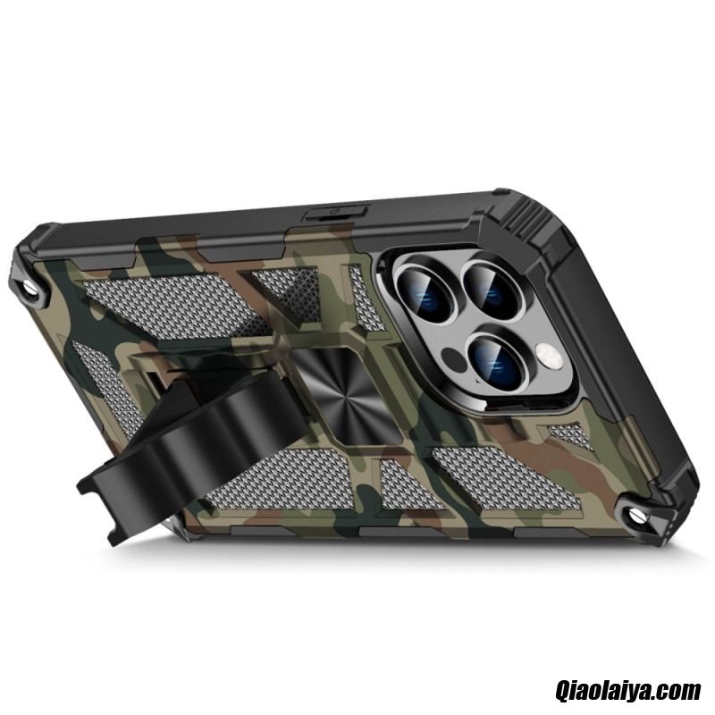 Coque Iphone 14 Pro Camouflage Support Amovible
