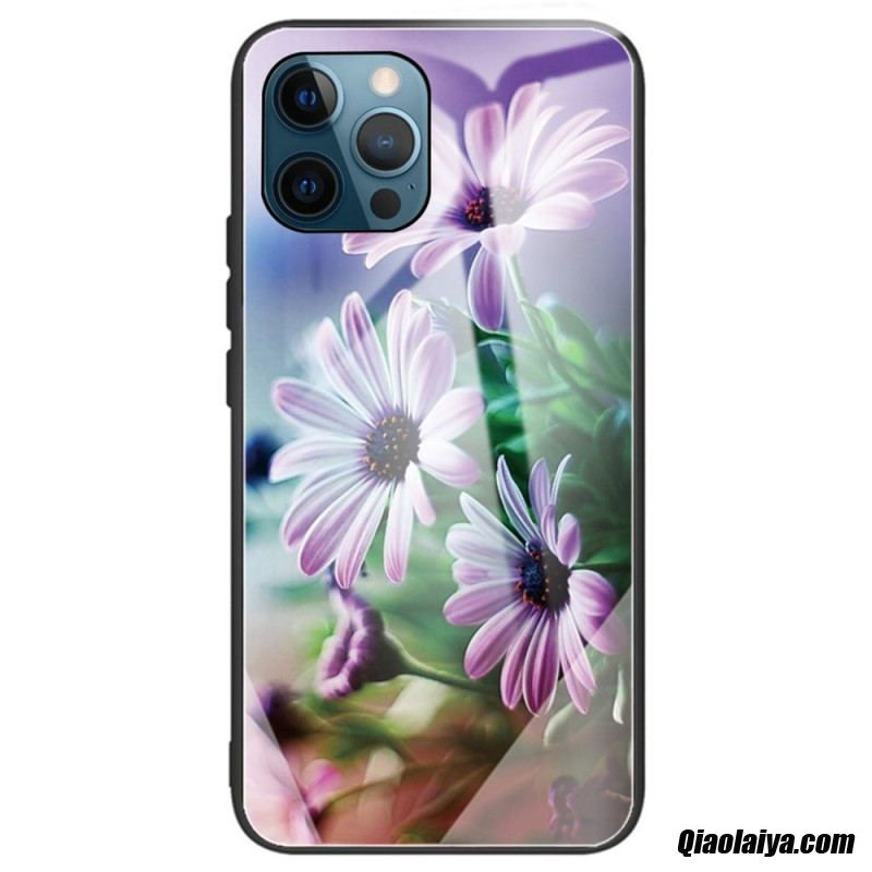 Coque Iphone 14 Pro Max Verre Trempé Fleurs