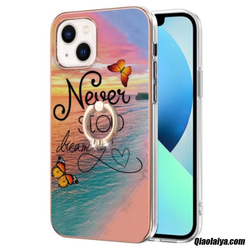 Coque Iphone 15 Plus Anneau-support Never Stop Dreaming